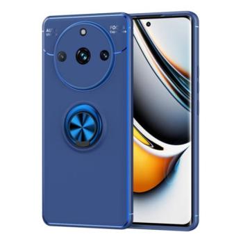 Szilikon telefonvédő (asztali tartó funkció, telefontartó gyűrű, 360°-ban forgatható, beépített fémlemez) SÖTÉTKÉK Realme 11 Pro, Realme 11 Pro Plus kép