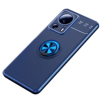 Szilikon telefonvédő (asztali tartó funkció, telefontartó gyűrű, 360°-ban forgatható, beépített fémlemez) SÖTÉTKÉK Xiaomi 13 Lite kép