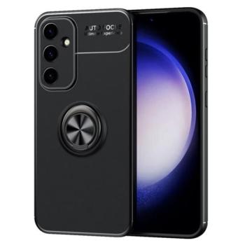 Szilikon telefonvédő (asztali tartó, tartógyűrű, 360°, mágneses) FEKETE Samsung Galaxy S23 FE (SM-S711) kép