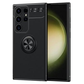Szilikon telefonvédő (asztali tartó, tartógyűrű, 360°, mágneses) FEKETE Samsung Galaxy S24 Ultra (SM-S928) kép