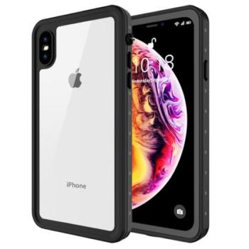 Szilikon telefonvédő (BUMPER, átlátszó előlap és hátlap, vízálló, közepesen ütésálló, 360° védelem) FEKETE Apple iPhone XS Max 6.5 kép