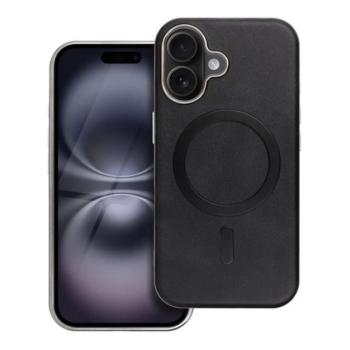 Szilikon telefonvédő (ECO bőr hatású hátlap, karcolásmentesítő belső, fém kameravédő, MagSafe, prémium) FEKETE Apple iPhone 11 kép