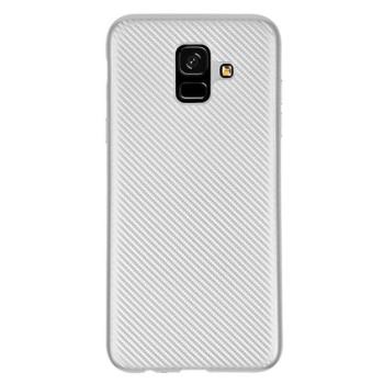 Szilikon telefonvédő (karbon minta) EZÜST Samsung Galaxy A6 (2018) SM-A600F kép
