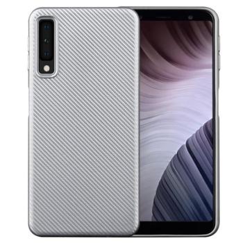 Szilikon telefonvédő (karbon minta) EZÜST Samsung Galaxy A7 (2018) SM-A750F kép