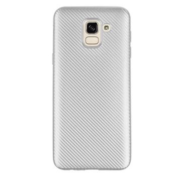 Szilikon telefonvédő (karbon minta) EZÜST Samsung Galaxy J6 (2018) SM-J600F kép