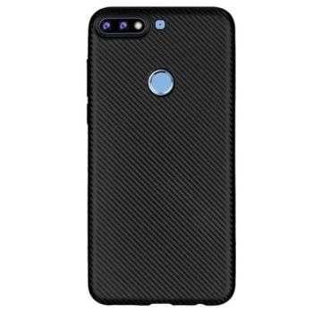 Szilikon telefonvédő (karbon minta) FEKETE Huawei Y7 Prime 2018 (Y7 2018) kép