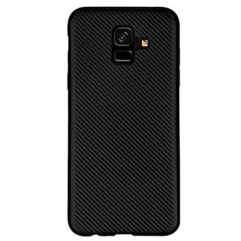 Szilikon telefonvédő (karbon minta) FEKETE Samsung Galaxy A6 (2018) SM-A600F kép
