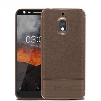 Szilikon telefonvédő (közepesen ütésálló, bőr hatású, szálcsiszolt) BARNA Nokia 2.1 kép