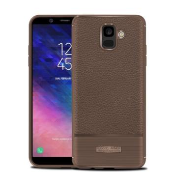 Szilikon telefonvédő (közepesen ütésálló, bőr hatású, szálcsiszolt) BARNA Samsung Galaxy A6 (2018) SM-A600F kép