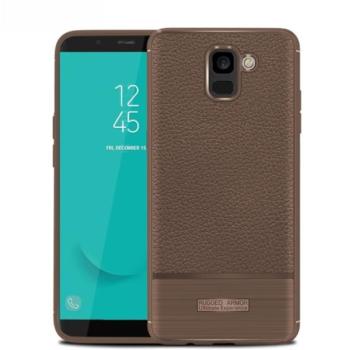 Szilikon telefonvédő (közepesen ütésálló, bőr hatású, szálcsiszolt) BARNA Samsung Galaxy J6 (2018) SM-J600F kép