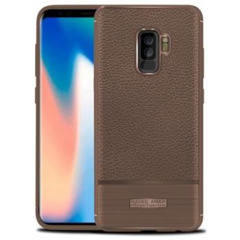 Szilikon telefonvédő (közepesen ütésálló, bőr hatású, szálcsiszolt) BARNA Samsung Galaxy S9 Plus (SM-G965) kép