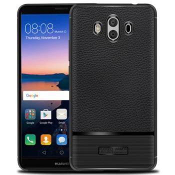 Szilikon telefonvédő (közepesen ütésálló, bőr hatású, szálcsiszolt) FEKETE Huawei Mate 10 kép