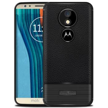 Szilikon telefonvédő (közepesen ütésálló, bőr hatású, szálcsiszolt) FEKETE Motorola Moto G6 Play (XT1922), Motorola Moto E5 (XT1944) kép