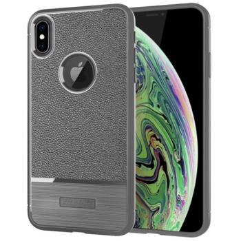 Szilikon telefonvédő (közepesen ütésálló, bőr hatású, szálcsiszolt, logó kivágás) SZÜRKE Apple iPhone XS Max 6.5 kép