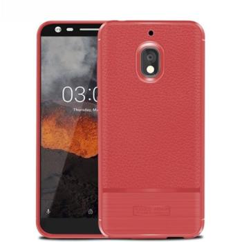 Szilikon telefonvédő (közepesen ütésálló, bőr hatású, szálcsiszolt) PIROS Nokia 2.1 kép