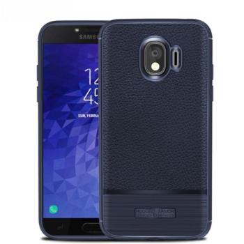 Szilikon telefonvédő (közepesen ütésálló, bőr hatású, szálcsiszolt) SÖTÉTKÉK Samsung Galaxy J4 (2018) SM-J400F kép