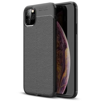 Szilikon telefonvédő (közepesen ütésálló, bőr hatású, varrás minta) FEKETE Apple iPhone 11 Pro Max kép
