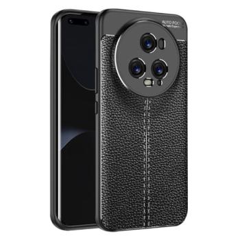 Szilikon telefonvédő (közepesen ütésálló, bőr hatású, varrás minta) FEKETE Honor Magic5 Pro 5G kép