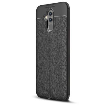 Szilikon telefonvédő (közepesen ütésálló, bőr hatású, varrás minta) FEKETE Huawei Mate 20 Lite kép