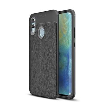 Szilikon telefonvédő (közepesen ütésálló, bőr hatású, varrás minta) FEKETE Huawei P Smart (2019), Honor 10 Lite kép