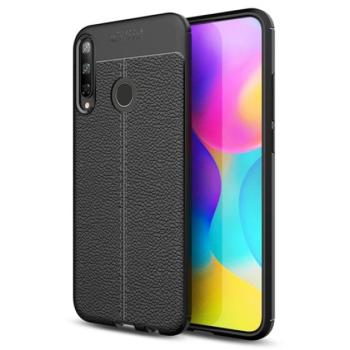 Szilikon telefonvédő (közepesen ütésálló, bőr hatású, varrás minta) FEKETE Huawei P40 Lite E / Y7p kép