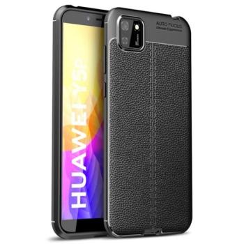 Szilikon telefonvédő (közepesen ütésálló, bőr hatású, varrás minta) FEKETE Huawei Y5p, Honor 9S kép