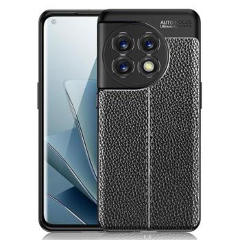 Szilikon telefonvédő (közepesen ütésálló, bőr hatású, varrás minta) FEKETE OnePlus 11 5G kép