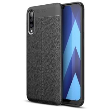 Szilikon telefonvédő (közepesen ütésálló, bőr hatású, varrás minta) FEKETE Samsung Galaxy A50 (SM-A505F), Samsung Galaxy A30s (SM-A307F), Samsung Galaxy A50s (SM-A507F) kép