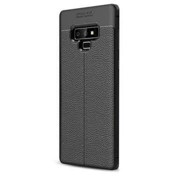 Szilikon telefonvédő (közepesen ütésálló, bőr hatású, varrás minta) FEKETE Samsung Galaxy Note 9 (SM-N960F) kép