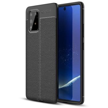 Szilikon telefonvédő (közepesen ütésálló, bőr hatású, varrás minta) FEKETE Samsung Galaxy S10 Lite (SM-G770F) kép