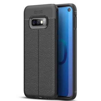Szilikon telefonvédő (közepesen ütésálló, bőr hatású, varrás minta) FEKETE Samsung Galaxy S10e (SM-G970) kép