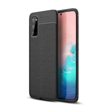 Szilikon telefonvédő (közepesen ütésálló, bőr hatású, varrás minta) FEKETE Samsung Galaxy S20 (SM-G980F), Samsung Galaxy S20 5G (SM-G981U) kép