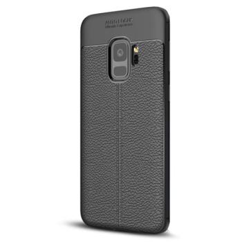 Szilikon telefonvédő (közepesen ütésálló, bőr hatású, varrás minta) FEKETE Samsung Galaxy S9 (SM-G960) kép