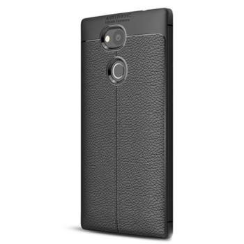 Szilikon telefonvédő (közepesen ütésálló, bőr hatású, varrás minta) FEKETE Sony Xperia L2 (H4311) kép
