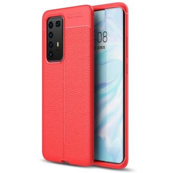 Szilikon telefonvédő (közepesen ütésálló, bőr hatású, varrás minta) PIROS Huawei P40 Pro 5G kép