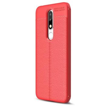 Szilikon telefonvédő (közepesen ütésálló, bőr hatású, varrás minta) PIROS Nokia 5.1 Plus (Nokia X5) kép