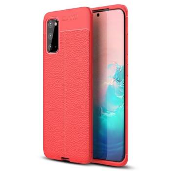 Szilikon telefonvédő (közepesen ütésálló, bőr hatású, varrás minta) PIROS Samsung Galaxy S20 (SM-G980F), Samsung Galaxy S20 5G (SM-G981U) kép