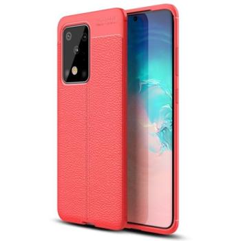 Szilikon telefonvédő (közepesen ütésálló, bőr hatású, varrás minta) PIROS Samsung Galaxy S20 Ultra (SM-G988F), Samsung Galaxy S20 Ultra 5G (SM-G988B) kép