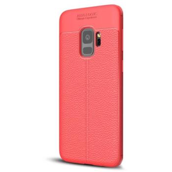 Szilikon telefonvédő (közepesen ütésálló, bőr hatású, varrás minta) PIROS Samsung Galaxy S9 (SM-G960) kép