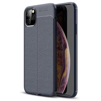 Szilikon telefonvédő (közepesen ütésálló, bőr hatású, varrás minta) SÖTÉTKÉK Apple iPhone 11 Pro Max kép