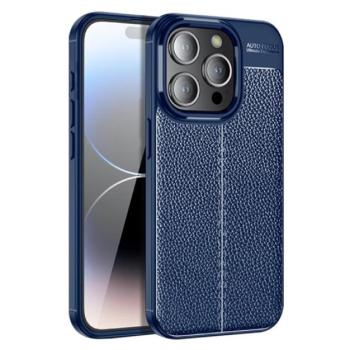 Szilikon telefonvédő (közepesen ütésálló, bőr hatású, varrás minta) SÖTÉTKÉK Apple iPhone 15 Pro Max kép