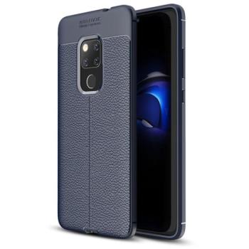 Szilikon telefonvédő (közepesen ütésálló, bőr hatású, varrás minta) SÖTÉTKÉK Huawei Mate 20 kép