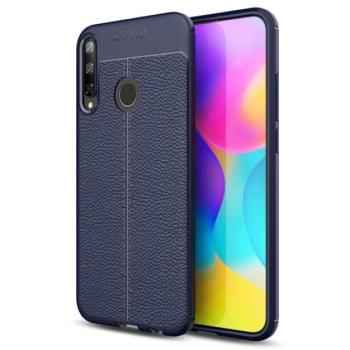 Szilikon telefonvédő (közepesen ütésálló, bőr hatású, varrás minta) SÖTÉTKÉK Huawei P40 Lite E / Y7p kép