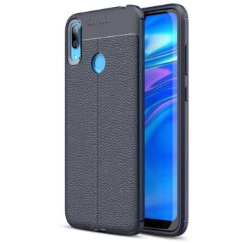 Szilikon telefonvédő (közepesen ütésálló, bőr hatású, varrás minta) SÖTÉTKÉK Huawei Y7 2019 (Y7 Prime 2019) kép