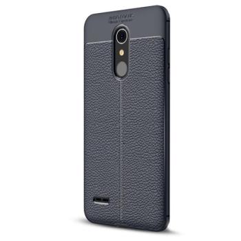 Szilikon telefonvédő (közepesen ütésálló, bőr hatású, varrás minta) SÖTÉTKÉK LG K11 K425 (K10 2018) kép