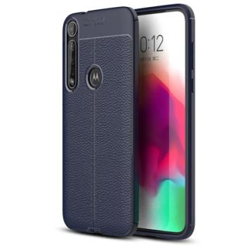 Szilikon telefonvédő (közepesen ütésálló, bőr hatású, varrás minta) SÖTÉTKÉK Motorola Moto G8 Plus (XT2019) kép