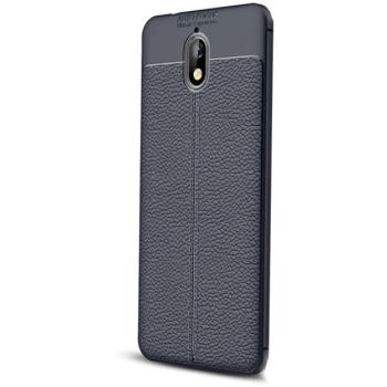 Szilikon telefonvédő (közepesen ütésálló, bőr hatású, varrás minta) SÖTÉTKÉK Nokia 3.1 kép