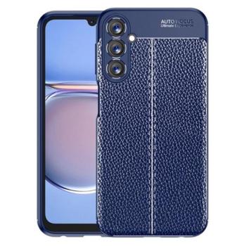 Szilikon telefonvédő (közepesen ütésálló, bőr hatású, varrás minta) SÖTÉTKÉK Samsung Galaxy A05s (SM-A057F) kép