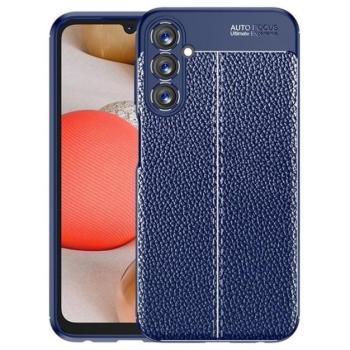 Szilikon telefonvédő (közepesen ütésálló, bőr hatású, varrás minta) SÖTÉTKÉK Samsung Galaxy A25 5G (SM-A256) kép