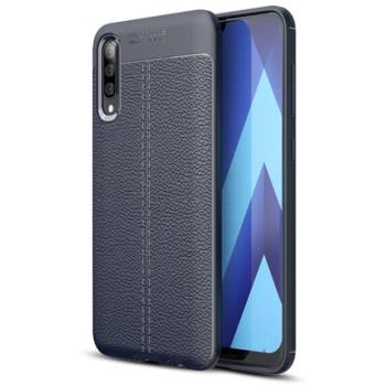 Szilikon telefonvédő (közepesen ütésálló, bőr hatású, varrás minta) SÖTÉTKÉK Samsung Galaxy A50 (SM-A505F), Samsung Galaxy A30s (SM-A307F), Samsung Galaxy A50s (SM-A507F) kép